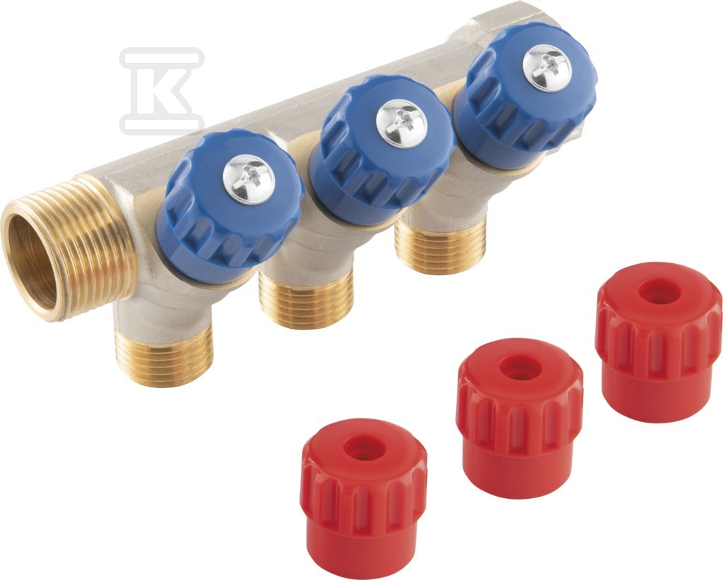 Rozdzielacz sanitarny 3/4"x1/2", 4-drogowy RDW200400 - obrazek 1