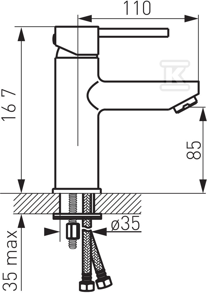 Bateria umywalkowa FIESTA LB stojąca, chrom BFI2-LB - obrazek 2