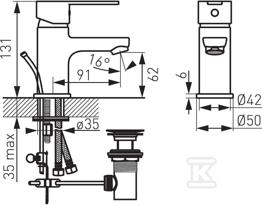 Bateria umywalkowa SAVIO LB stojąca, chrom BSV2-LB - obrazek 2