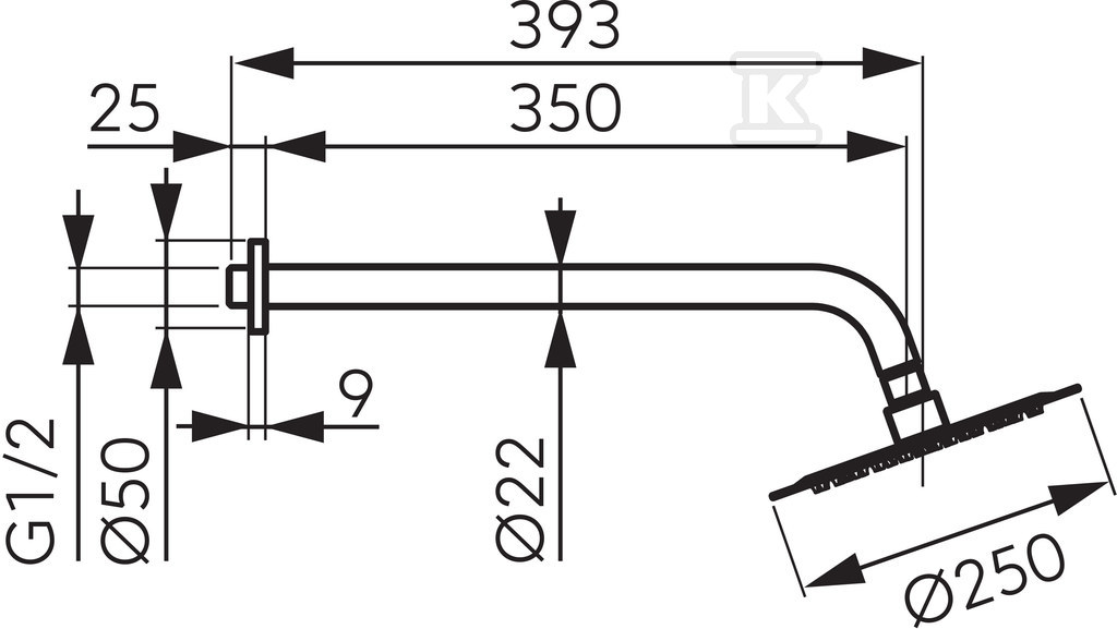 Zestaw natryskowy z deszczownią 250 mm slim, chrom NPT13 - obrazek 2