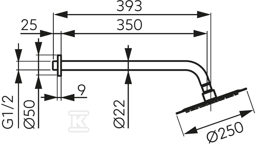Zestaw natryskowy z deszczownią 250 mm slim, czarny NPT13BL - obrazek 2