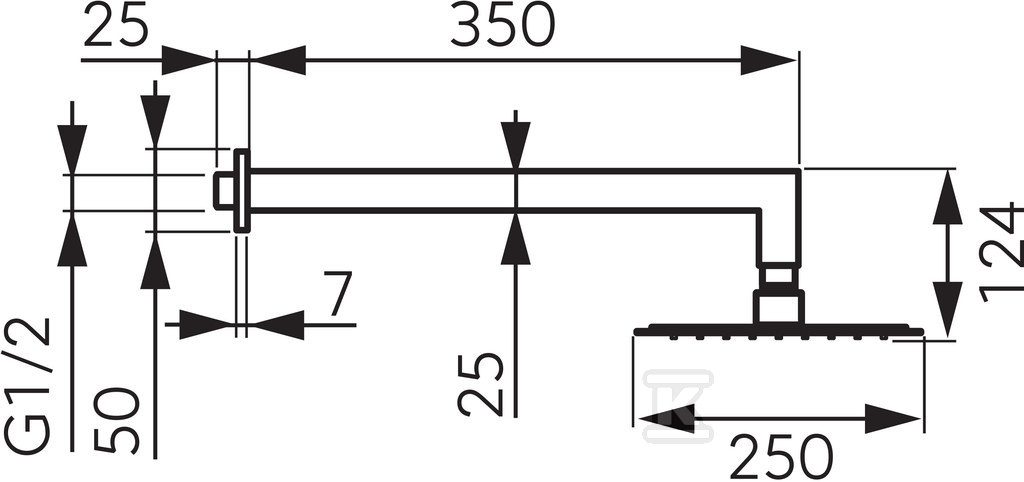 Zestaw natryskowy z deszczownią 250x250 mm slim, chrom NPT14 - obrazek 2