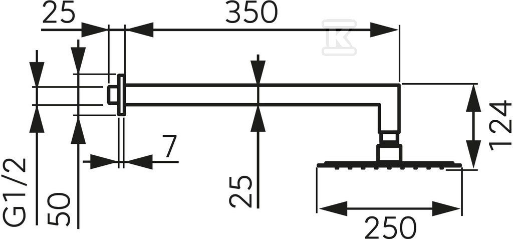 Zestaw natryskowy z deszczownią 250x250 mm slim, czarny NPT14BL - obrazek 2