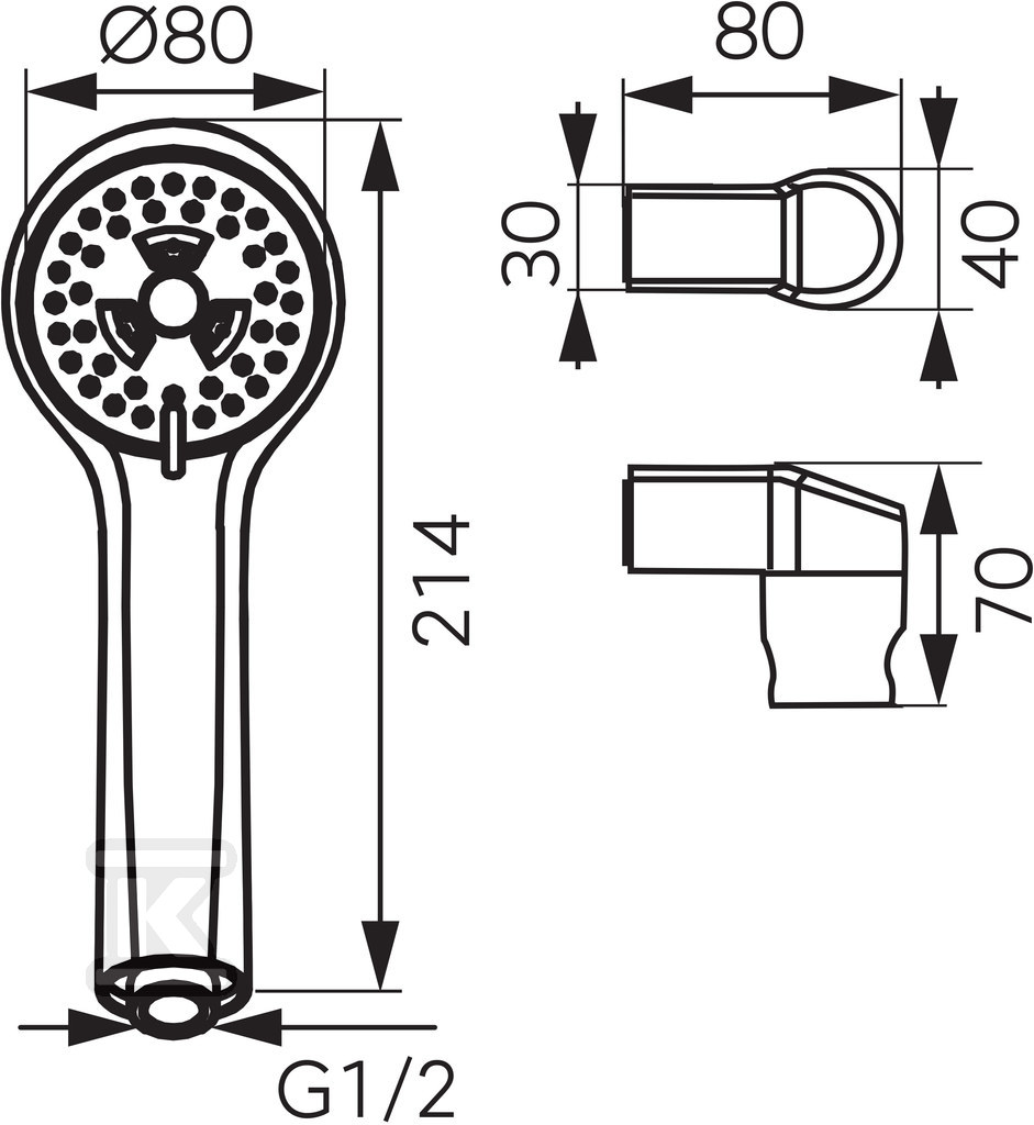Zestaw prysznicowy 3 strumieniowy punktowy Sole LB chrom U300-LB - obrazek 2