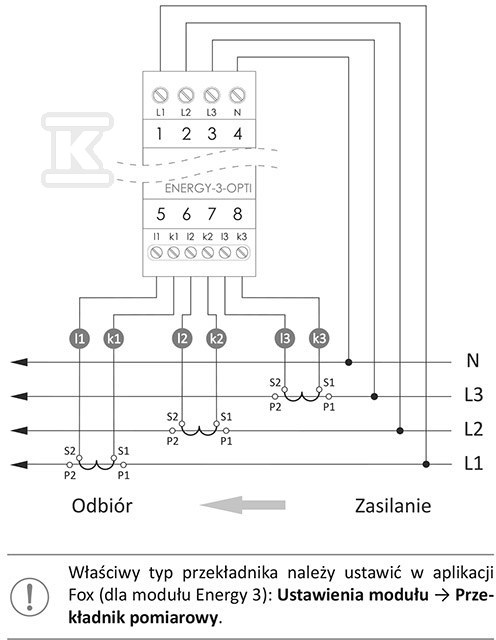 Monitor energii elektrycznej z wbudowaną anteną wewnętrzną WI-FI 3F+N, WI-MEF-3-OPTI-100 - obrazek 2
