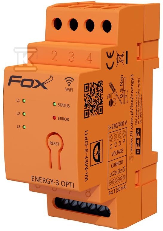 Monitor energii elektrycznej z wbudowaną anteną wewntrzną WI-FI 3F+N, WI-MEF-3-OPTI-40 - obrazek 1