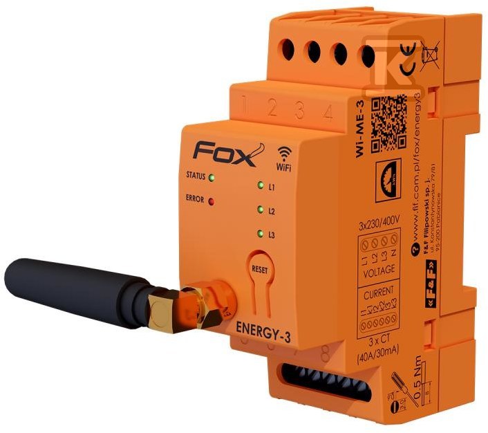 Monitor energii elektrycznej z wbudowaną anteną wewnętrzną WI-FI 3F+N WI-MEF3-OPTI-200 WI-MEF-3-OPTI-200 - obrazek 1
