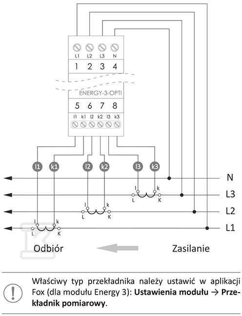 Monitor energii elektrycznej z wbudowaną anteną wewntrzną WI-FI 3F+N, WI-MEF-3-OPTI-40 - obrazek 2