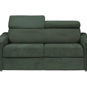 Kanapa 3 osobowa rozkładana typu express z zielonego sztruksu – Miejsce do spania z szerokimi listewkami 140 cm – Materac 22 cm – VIZIR 1651831 Kanapa 3 osobowa rozkładana typu express z zielonego sztruksu – Miejsce do spania z szerokimi listewkami 140 cm – Materac 22 cm – VIZIR 1651831