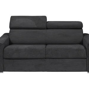 Kanapa 3 osobowa rozkładana typu express z szarego sztruksu – Miejsce do spania z szerokimi listewkami 140 cm – Materac 22 cm – VIZIR 1651827 Kanapa 3 osobowa rozkładana typu express z szarego sztruksu – Miejsce do spania z szerokimi listewkami 140 cm – Materac 22 cm – VIZIR 1651827