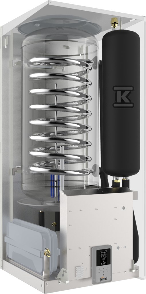 Pompa ciepła powietrzna split OMNIA SW-T 3.2 10 - 10kW, 1 fazowa, 230V ze sprężarką inwerterową. Wisząca jednostka wewnętrzna z wbudowanym zasobnikiem c.w.u. o pojemności 100 litrów, R32, wbudowana grzałka 3kW (c.o.) i 1,2kW (c.w.u.) oraz zawór - obrazek 2