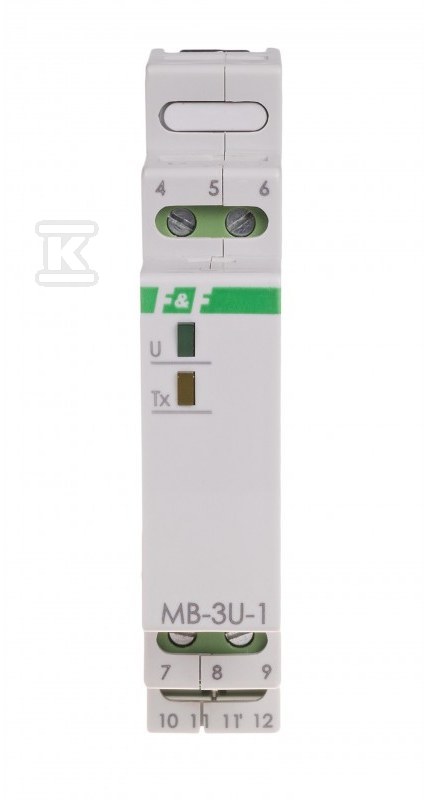 Przetwornik pomiaru napięcia, trójfazowy, z wyjściem modbus rtu MAX-MB-3U-1 - obrazek 1