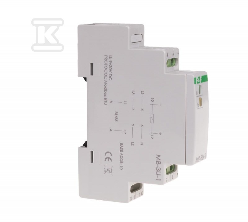 Przetwornik pomiaru napięcia, trójfazowy, z wyjściem modbus rtu MAX-MB-3U-1 - obrazek 2