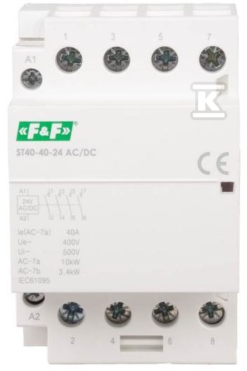 Stycznik modułowy 40A, 4NO, napięcie cewki 24 VAC/DC, ST40-40-24ACDC - obrazek 1