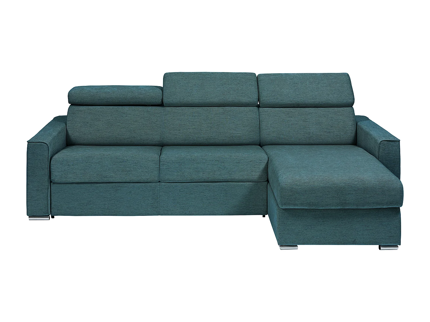 Kanapa narożna dwustronna rozkładana typu express z niebieską tapicerką - Miejsce do spania z szerokimi listewkami 160 cm - Materac 18 cm - VIZIR 1652847 - obrazek 1