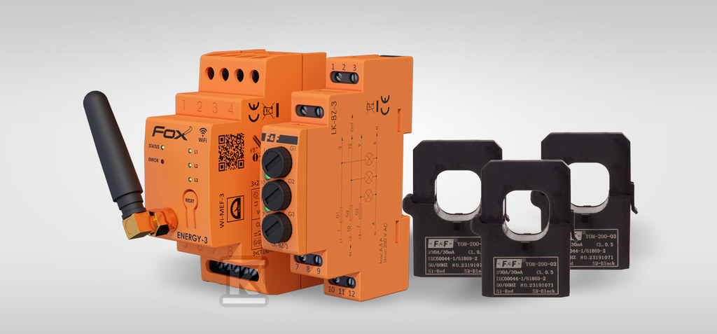 Zestaw: monitor zużycia energii MEF-3-200 FOX z lampką LK-BZ-3 WI-MEF-3-200SET
