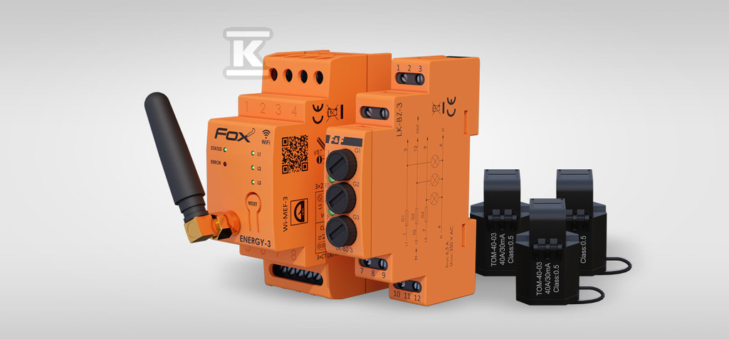 Zestaw: monitor zużycia energii MEF-3-40 FOX z lampką LK-BZ-3 WI-MEF-3-40SET