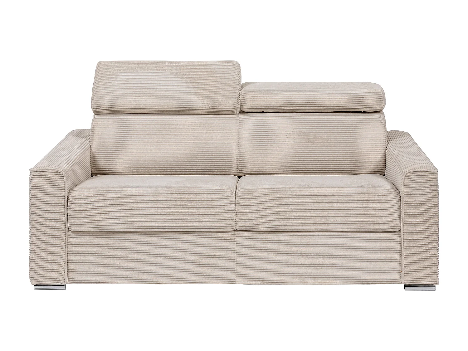 Kanapa 4 osobowa rozkładana typu express z beżowego sztruksu - Miejsce do spania 160 cm - Materac 14 cm - VIZIR 1652821 - obrazek 1