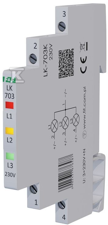 Lampka kontroli zasilania 3xLED czerwona, żółta, zielona, slim 1/3 modułu LK-703K - obrazek 2