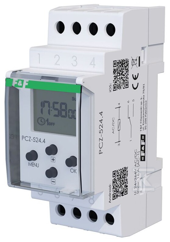 Zegar sterujący programowalny, astronomiczny PCZ-524.4, 1 kanałowy, programowalny przez NFC ANDROID i iOS 24÷264 V AC/DC 1 × NO/NC 16A - obrazek 3