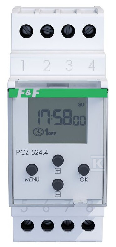 Zegar sterujący programowalny, astronomiczny PCZ-524.4, 1 kanałowy, programowalny przez NFC ANDROID i iOS 24÷264 V AC/DC 1 × NO/NC 16A - obrazek 1