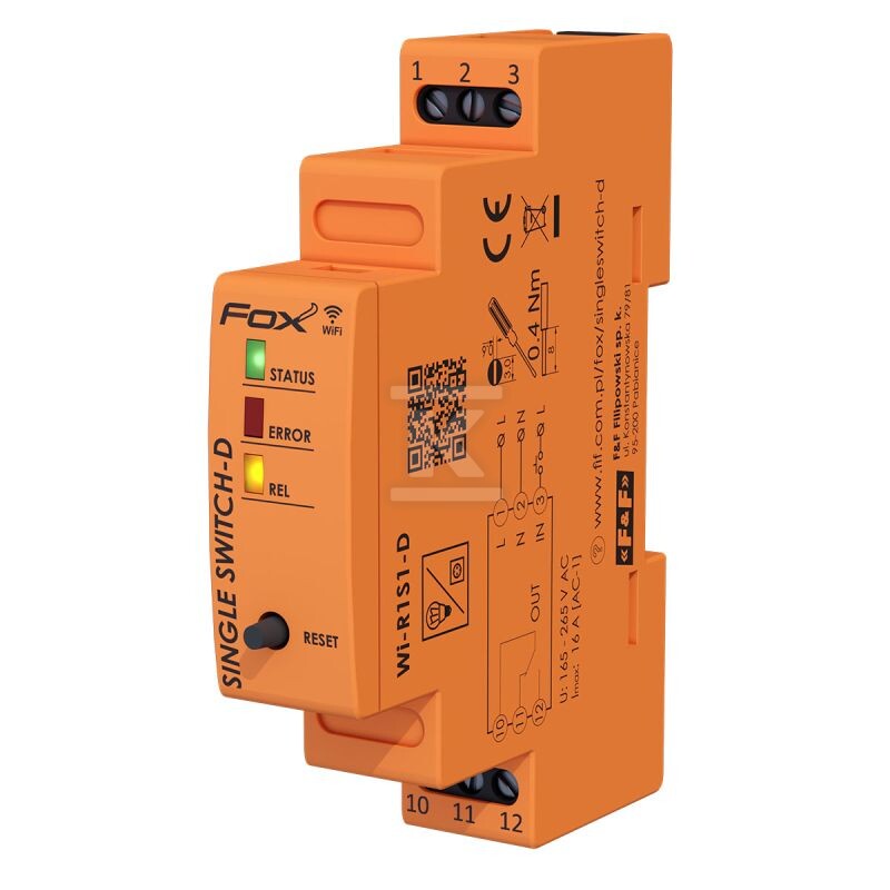 Przekaźnik 1-kanałowy FOX SINGLE SWITCH-D Wi-Fi WI-R1S1-D - obrazek 1