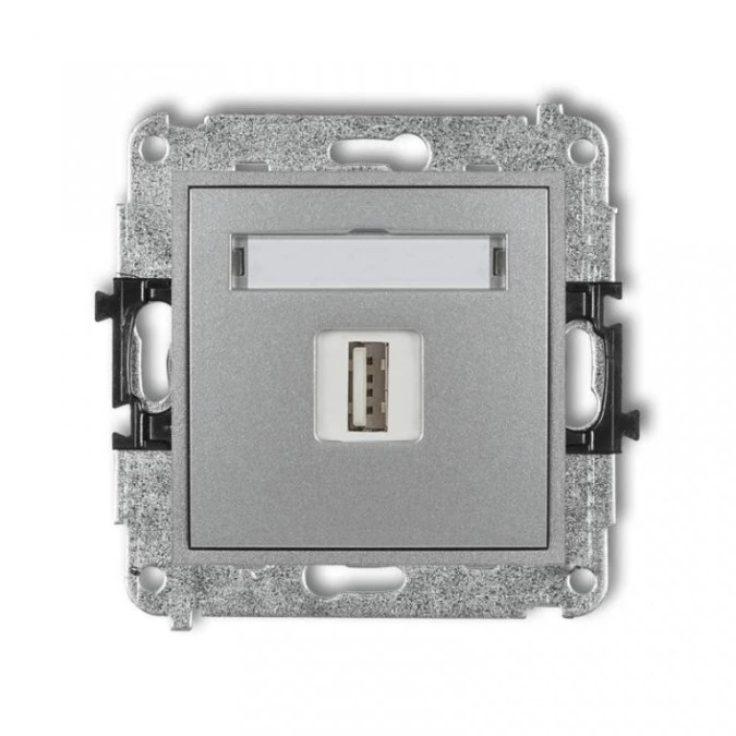 MINI Ładowarka USB pojedyncza 5V 2A srebrny metalik 7MCUSB‑3 - obrazek 1