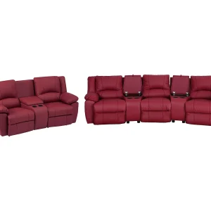 Kanapa 3 osobowa i 2 osobowa z funkcją relax z czerwonej skóry bydlęcej – AROMA 1793283 Kanapa 3 osobowa i 2 osobowa z funkcją relax z czerwonej skóry bydlęcej – AROMA 1793283