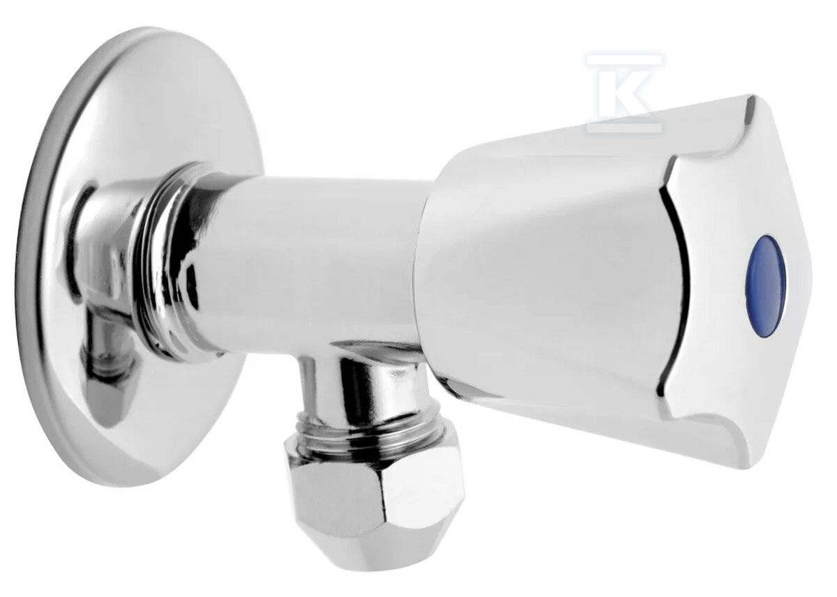 Zawór grzybkowy kątowy 1/2"x3/8" ze złączką do rury miedzianej O 10mm Z240 - obrazek 1