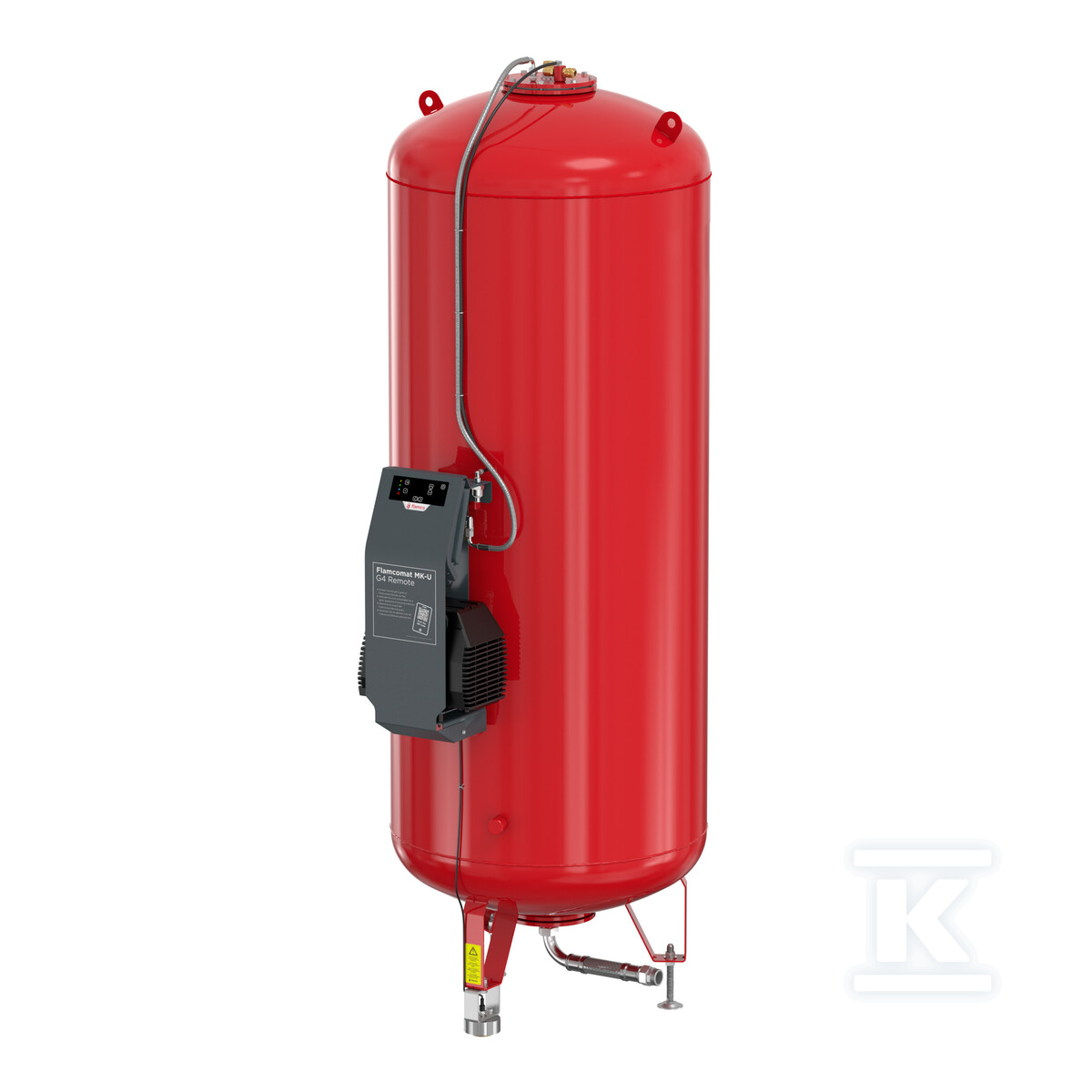 Układ stabilizacji ciśnienia sterowany kompresorowo FLAMCOMAT - zbiornik podstawowy MK-U G4 600, 600L, 6 bar / 70 st., k.czerwony, ze sterownikiem FLEXTRONIC, do instalacji grzewczych, chłodniczych i klimatyzacyjnych 23451 - obrazek 1