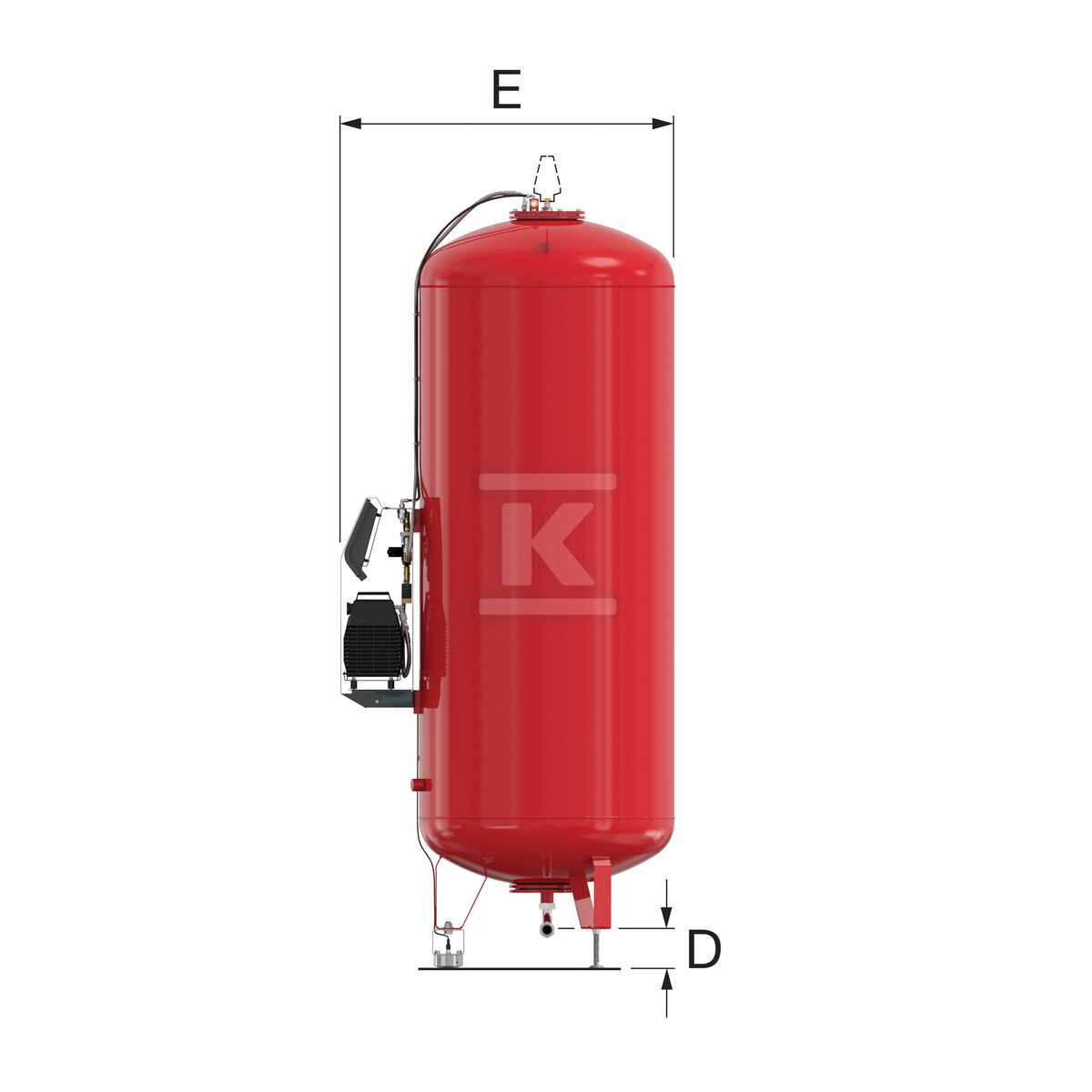 Układ stabilizacji ciśnienia sterowany kompresorowo FLAMCOMAT - zbiornik podstawowy MK-U G4 600, 600L, 6 bar / 70 st., k.czerwony, ze sterownikiem FLEXTRONIC, do instalacji grzewczych, chłodniczych i klimatyzacyjnych 23451 - obrazek 3
