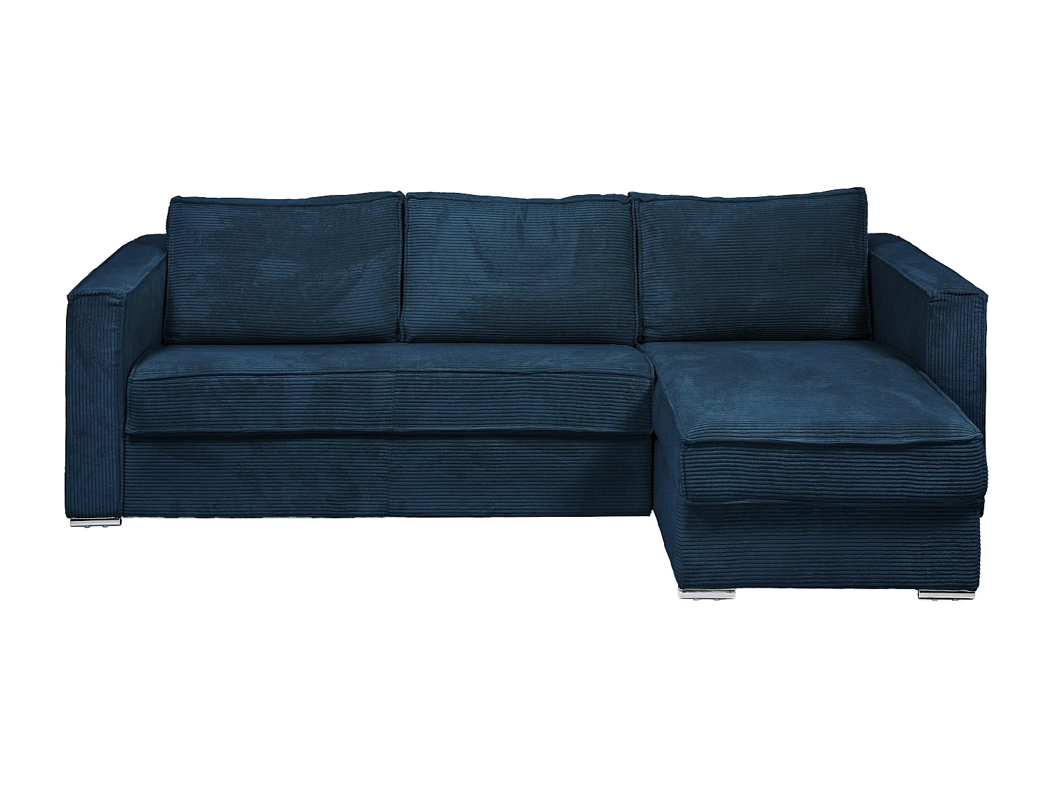 Kanapa narożna dwustronna rozkładana typu express z ciemnoniebieskiego sztruksu - Miejsce do spania 140 cm - Materac 14 cm - LORETO 1655025 - obrazek 1
