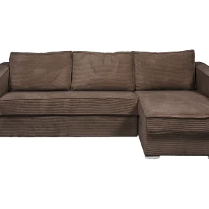 Kanapa narożna dwustronna rozkładana typu express z brązowego sztruksu – Miejsce do spania z szerokimi listewkami 140 cm – Materac 14 cm – LORETO 1655031 Kanapa narożna dwustronna rozkładana typu express z brązowego sztruksu – Miejsce do spania z szerokimi listewkami 140 cm – Materac 14 cm – LORETO 1655031