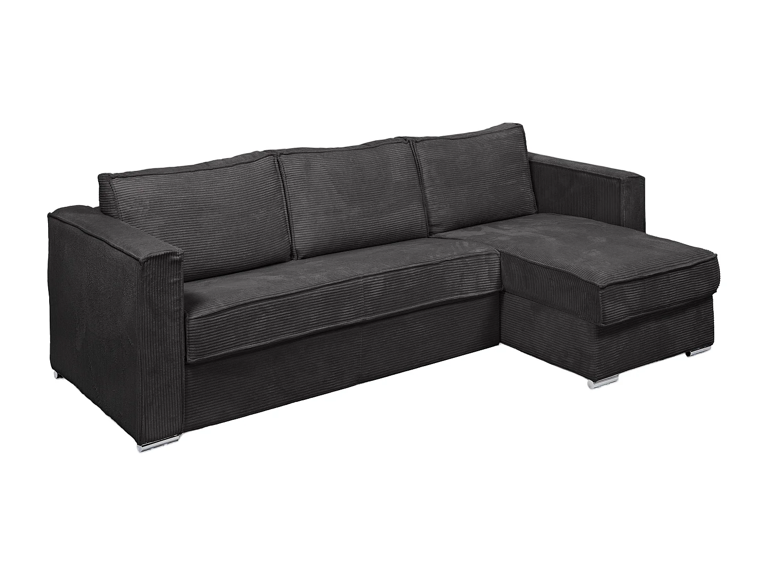 Kanapa narożna dwustronna rozkładana typu express z antracytowego sztruksu - Miejsce do spania 160 cm - Materac 18 cm - LORETO 1657021 - obrazek 1