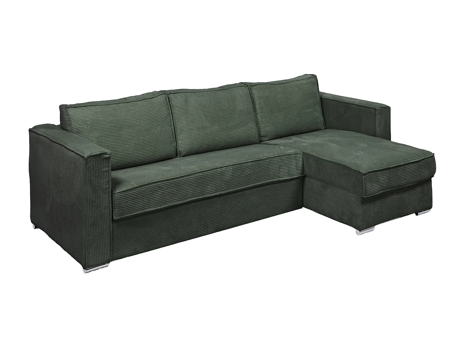 Kanapa narożna dwustronna rozkładana typu express z zielonego sztruksu - Miejsce do spania 140 cm - Materac 14 cm - LORETO 1655033 - obrazek 1