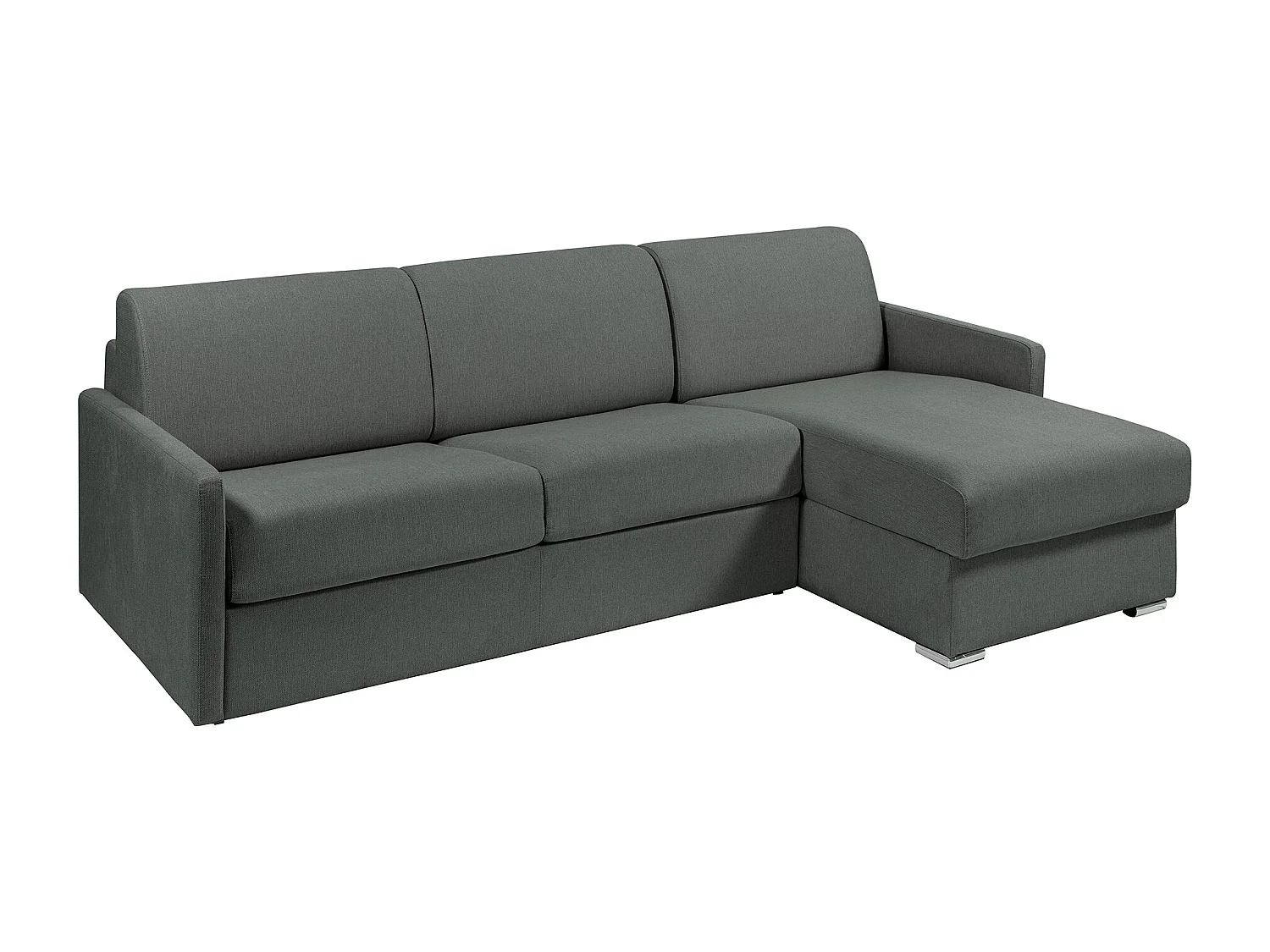 Kanapa narożna dwustronna rozkładana typu express z szarą tapicerką - Miejsce do spania 140 cm - Materac 22 cm z pamięcią kształtu - CALIFE 1653735 - obrazek 1