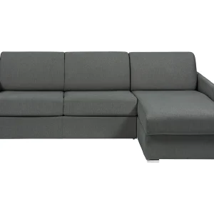 Kanapa narożna dwustronna rozkładana typu express z szarą tapicerką – Miejsce do spania 140 cm z szerokimi listewkami – Materac 18 cm – CALIFE 1653719