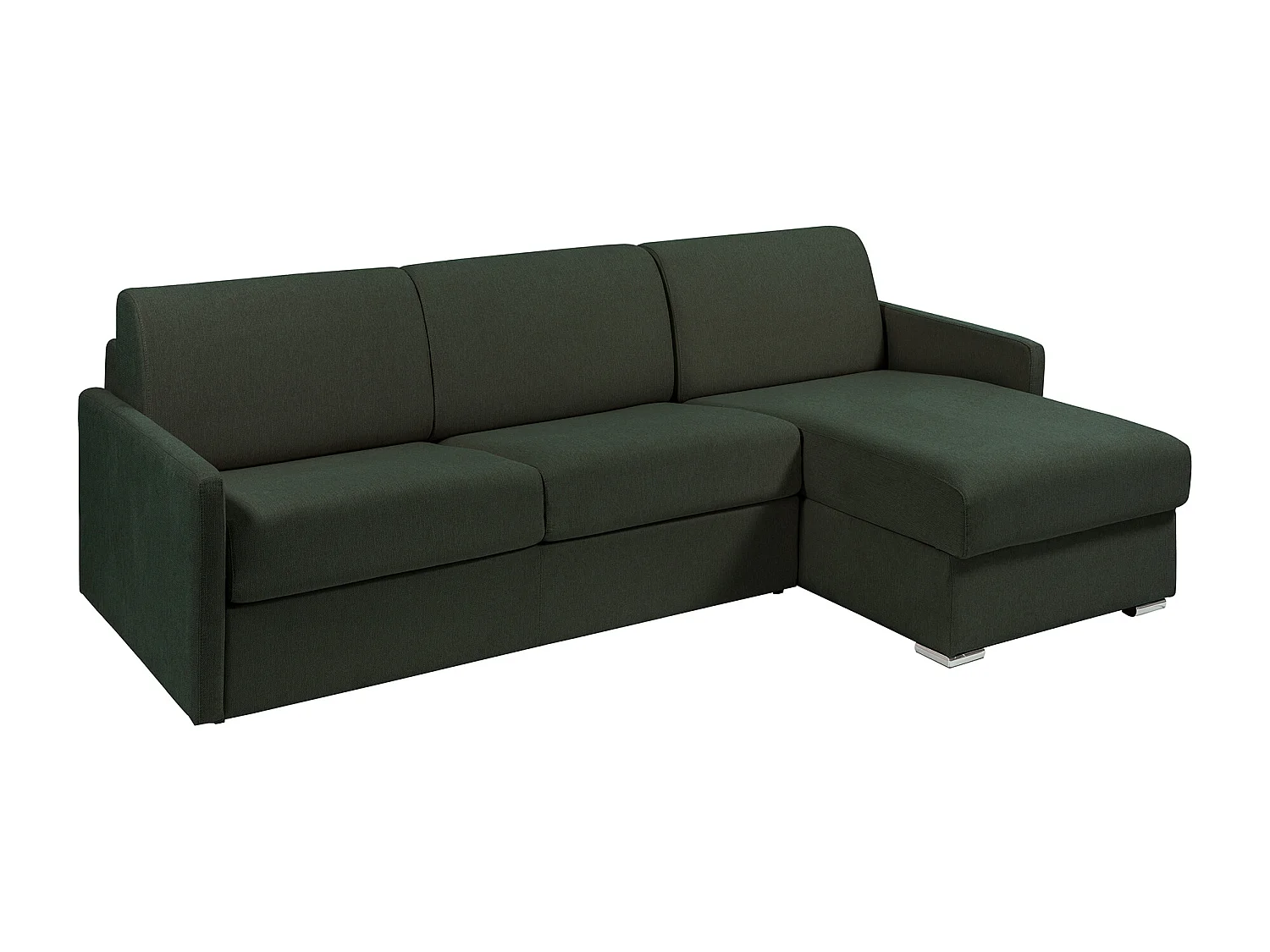 Kanapa narożna dwustronna rozkładana typu express z tapicerką w butelkowej zieleni - Miejsce do spania 140 cm - Materac 18 cm - CALIFE 1653721 - obrazek 1