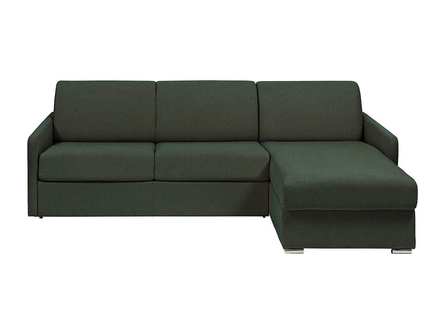 Kanapa narożna dwustronna rozkładana typu express z tapicerką w butelkowej zieleni - Miejsce do spania 140 cm z szerokimi listewkami - Materac 14 cm - CALIFE 1653701 - obrazek 1