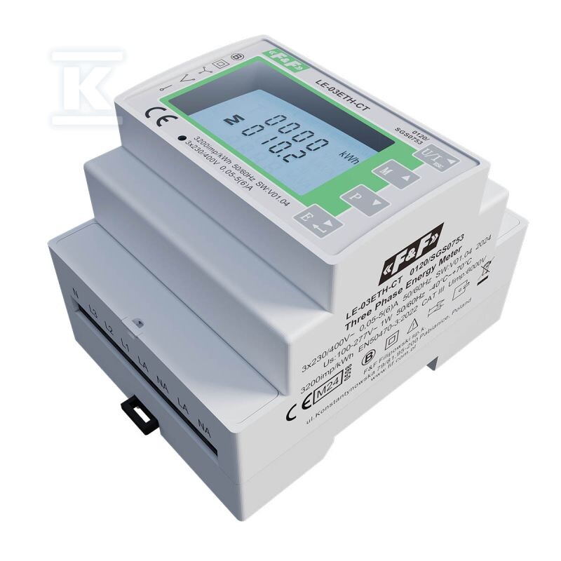 Licznik energii elektrycznej LE-03ETH-CT - trójfazowy, dwukierunkowy, Ethernet, Modbus TCP - obrazek 3