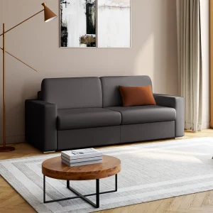 Kanapa 4-osobowa z ekspresowym mechanizmem rozkładania z ekoskóry CALITO – Czarny- Wymiary miejsca do spania: 160 cm – Materac 14 cm z pamięcią kształtu 130181 Kanapa 4-osobowa z ekspresowym mechanizmem rozkładania z ekoskóry CALITO – Czarny- Wymiary miejsca do spania: 160 cm – Materac 14 cm z pamięcią kształtu 130181