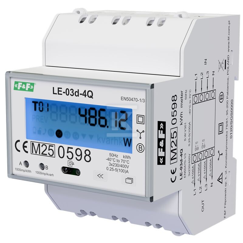 Licznik energii elektrycznej LE-03d-4Q - trójfazowy, czterokwadrantowy pomiar energii LE-03D-4Q - obrazek 1