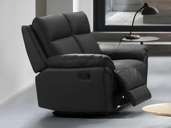 Kanapa 2-osobowa z funkcją relax ze skóry bawolej PAKITA – kolor czarny 112575 Kanapa 2-osobowa z funkcją relax ze skóry bawolej PAKITA – kolor czarny 112575