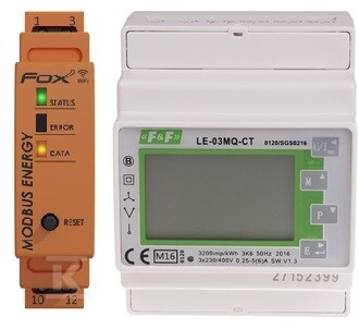 Zestaw do monitoringu energii: licznik energii elektrycznej- trójfazowy LE03MQ-CT, dwukierunkowy + integrator liczników energii WI-MODBUS-D DTB100 - obrazek 1