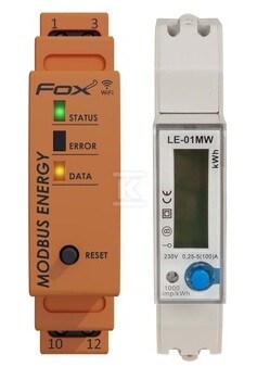 Zestaw do monitoringu energii: licznik energii elektrycznej- jednofazowy, czynnej i biernej LE-01MW + integrator liczników energii WI-MODBUS-D DTB097 - obrazek 1