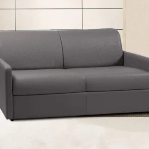 Kanapa 3-osobowa rozkładana typu expres z ekoskóry CALIFE – Szary – Miejsce do spania 140 cm – Materac 18 cm 129473 Kanapa 3-osobowa rozkładana typu expres z ekoskóry CALIFE – Szary – Miejsce do spania 140 cm – Materac 18 cm 129473