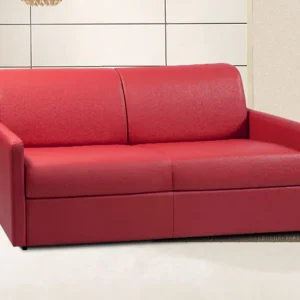 Kanapa 4-osobowa rozkładana typu expres z ekoskóry CALIFE – Czerwony – Miejsce do spania 160 cm – Materac 14 cm 129457 Kanapa 4-osobowa rozkładana typu expres z ekoskóry CALIFE – Czerwony – Miejsce do spania 160 cm – Materac 14 cm 129457