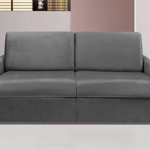 Kanapa 3-osobowa rozkładana typu expres z weluru CALIFE – Antracytowy – Miejsce do spania 140 cm – Materac 14 cm 129429 Kanapa 3-osobowa rozkładana typu expres z weluru CALIFE – Antracytowy – Miejsce do spania 140 cm – Materac 14 cm 129429