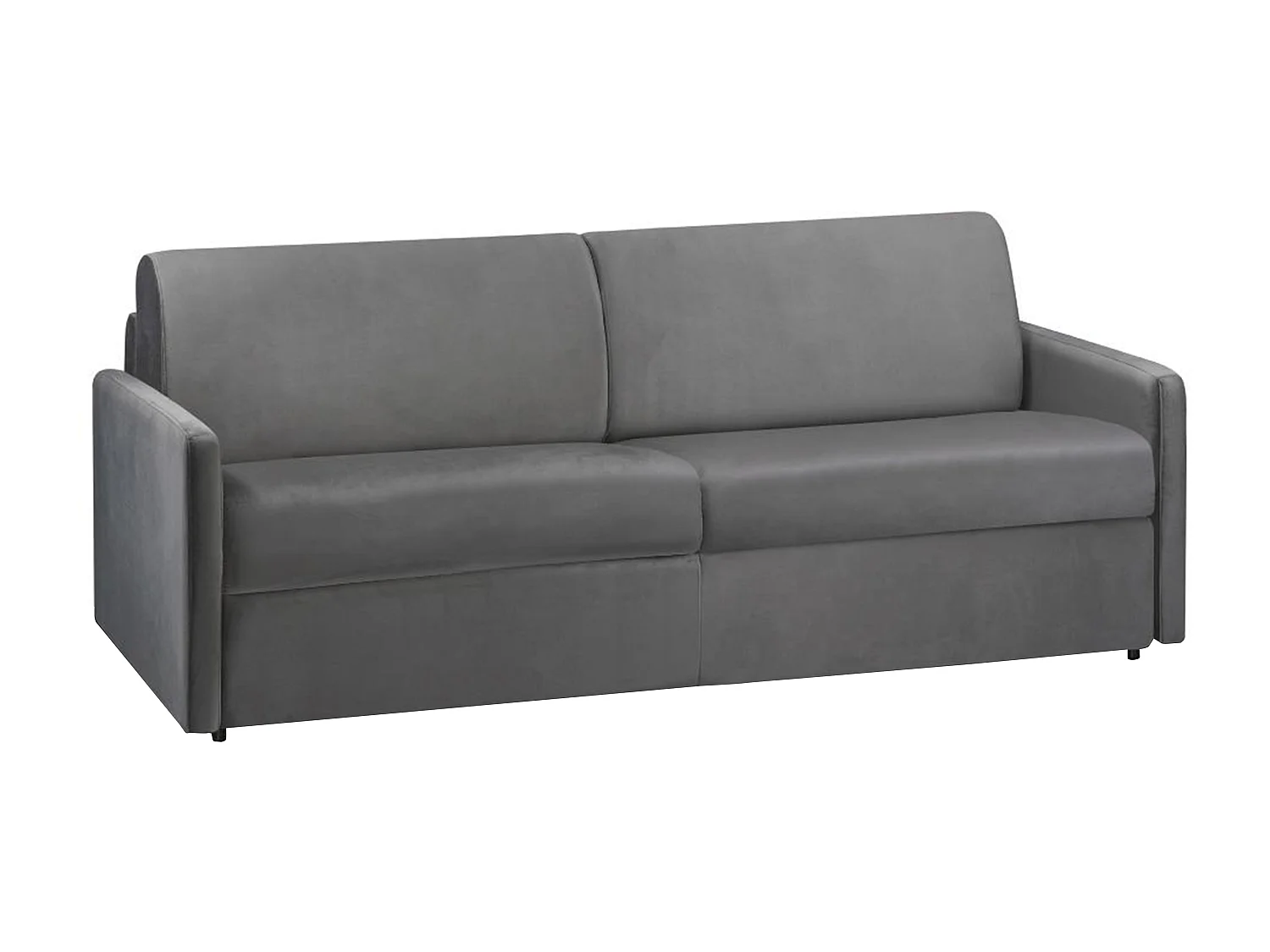 Kanapa 4-osobowa rozkładana typu expres z weluru CALIFE - Antracytowy - Miejsce do spania 160 cm - Materac 14 cm 129465 - obrazek 1