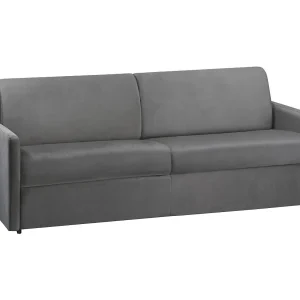 Kanapa 4-osobowa rozkładana typu expres z weluru CALIFE – Antracytowy – Miejsce do spania 160 cm – Materac 18 cm 129531 Kanapa 4-osobowa rozkładana typu expres z weluru CALIFE – Antracytowy – Miejsce do spania 160 cm – Materac 18 cm 129531